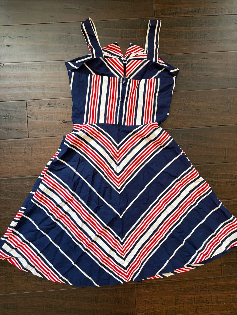 Vintage Navy Striped Sundress with Red & White Accents 4th of July Summer 90’s - Picture 9 of 10